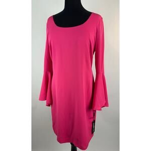 Karl Lagerfeld Paris Size 8 NWT Women's Hot Pink Knee Length Dress Bell Sleeves